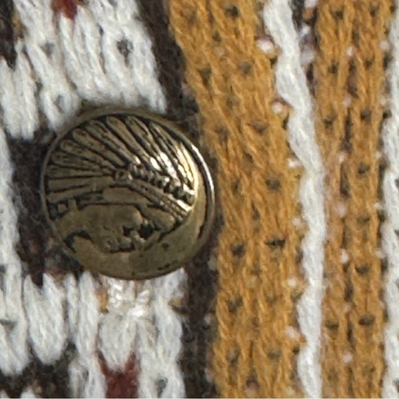 Vintage Tribal Knit Cape Poncho – Cream & Brown with Pyramid Motif One Size - Picture 8 of 10